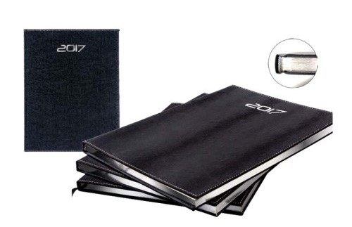Agenda semainier 21x27 cm - Couverture en cuir synthétique noir - Papier ivoire 90 g/m²