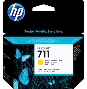 [CZ136A] Pack de 3 Cartouches d'Encre HP 711 Jaune - Couleurs Vives et Fiables (CZ136A)
