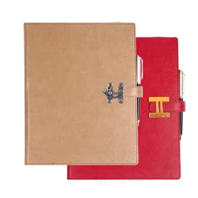 [FAA31] Agenda semainier à spirales 21x29,7 cm - Couverture en similicuir avec fermoir - Papier ivoire 90 g/m²