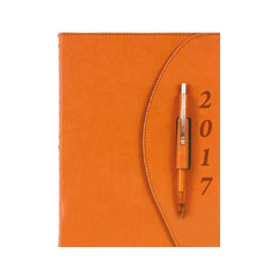 [FAA19] Agenda journalier à spirales 16,5x23,5 cm - Couverture en similicuir avec porte-stylo inclus - Papier ivoire 90 g/m²