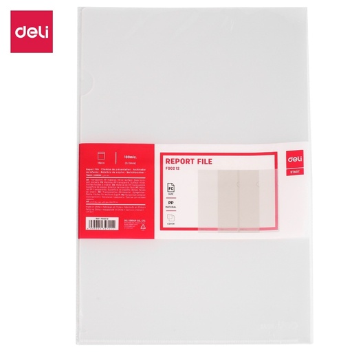 [F00212] Paquet de 100 Pochettes Coin DELI F00212 A4+ Transparent