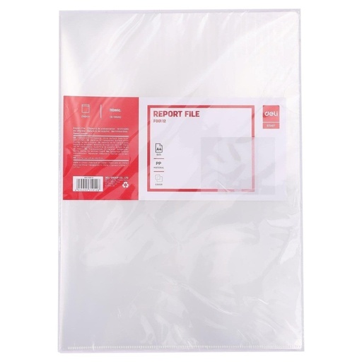 [F00112] Pochettes Coin DELI F00112 A4 Transparent - Lot de 24
