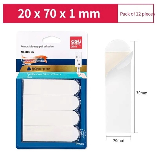 [30025] Lot de 24 rubans adhésifs double face Deli 30025 - Haute qualité - 18 mm x 10 m