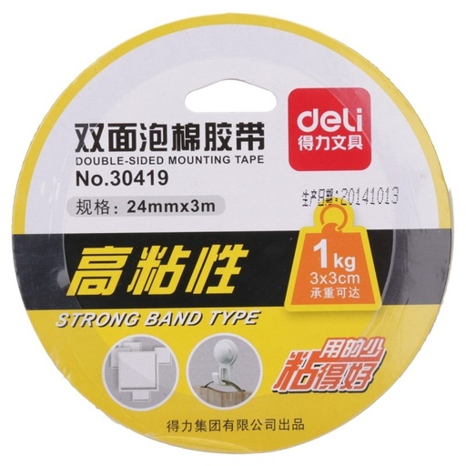 [30419] Lot de 36 rubans adhésifs double face Deli 30419 - 24 mm x 3 m - Fixation forte et durable