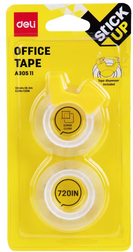 [EA30511] Lot de 24 rubans adhésifs invisibles Deli EA30511 - 18 mm x 33 m - Facile à découper - Forte adhérence