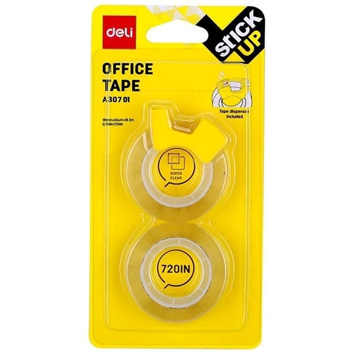 [EA30701] Lot de 16 rubans adhésifs de bureau transparents Deli EA30701 - 18 mm x 18,3 m - Haute qualité