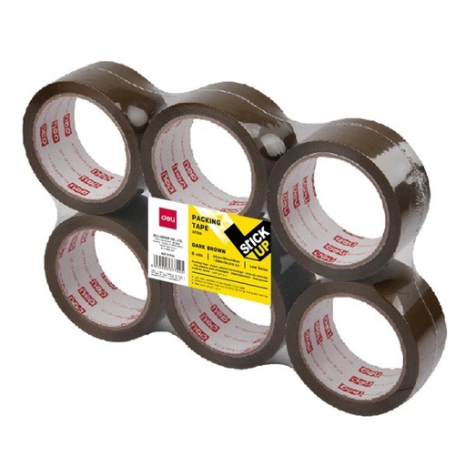 [37700] Lot de 6 rubans adhésifs d'emballage DELI E37700 - 48 mm x 50 m - Marron - Haute résistance