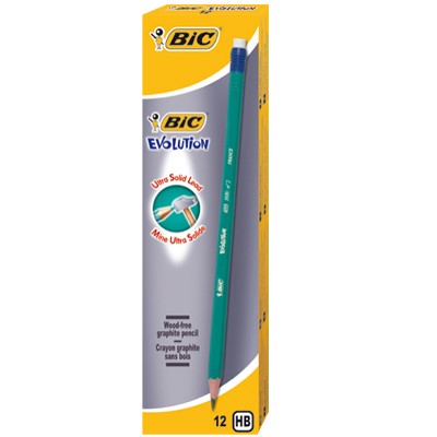 [ECR019] Boîte de 12 crayons graphite HB BIC Evolution™ 655 – Crayons sans bois résistants