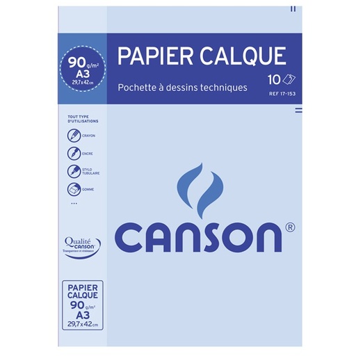 [PPDS11] Ramette de 50 feuilles de papier calque Canson 90g/m² A4 – Haute transparence
