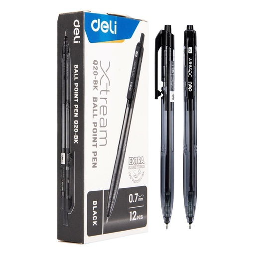 [EQ20] Boîte de 12 stylos à bille Deli EQ20 Xtream Mini - Pointe fine 0,7 mm - Couleurs au choix