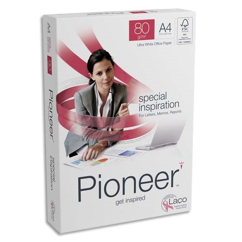 [PRB300] Lot de 5 Ramettes de Papier Blanc Pioneer A4 80g/m² – 500 Feuilles par Ramette